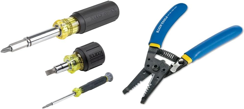 Klein Tools Screwdriver and Wire Cutter Tool Kit Includes Magnetic 11 in 1, Multi-Bit Stubby and Wire Stripper/Cutter