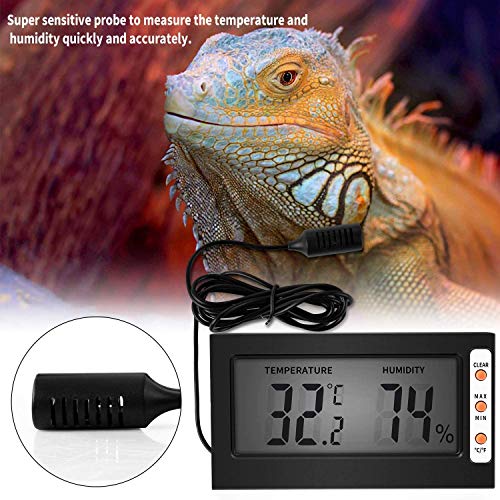 Image of Simple Deluxe Digital Thermometer and Humidity Gauge with Remote Probes for Brooder Reptiles Terrarium, 2 Pack, Black