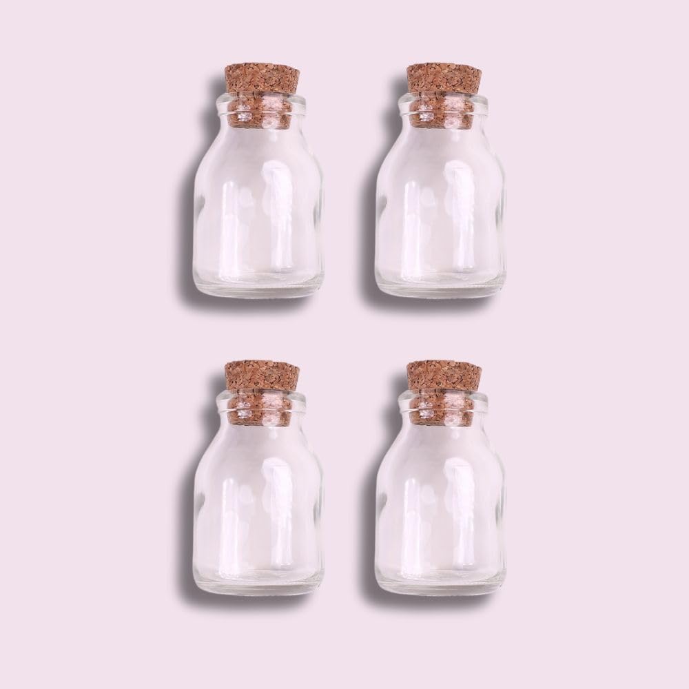 Kitsters Pack of 4 Glass Storage Jar with Cork Lid, 50 ml | Cute cork jar for arts and crafts, sand art, bath salt | Small terrarium jar DIY | 50 ml-image-15