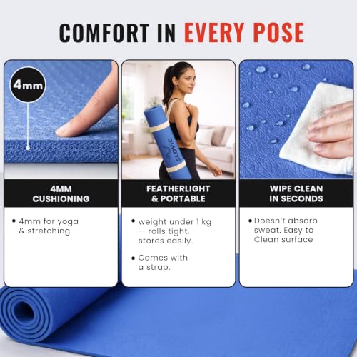 Image of Slovic Yoga Mat for Women [4 MM] | Exercise Mat for Home | Non-Slip Yoga Mat for Men | Workout Mat For Kids | Gym Mat for Indoor Excercise | EVA