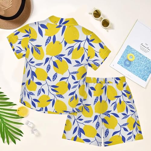 Image of visesunny Boy's 2 Pieces Shirt and Short Set Casual Shirts Short Sleeve Beach Shorts Summer Outfits for 3-10 Years Kids