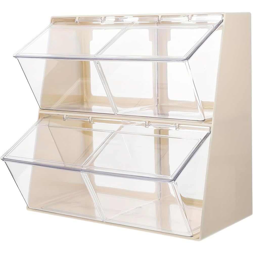 AMZGSHOP Clear Tea Bag Storage Box with Lid Tea Bag Organizer Stackable Tea Storage Container for Countertops Pantries and Cabinets