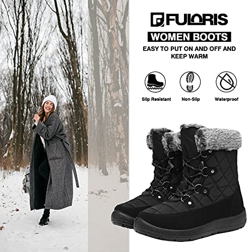 Image of Women's Winter Snow Boots Warm Insulation Outdoor Cold Weather Ankle Boot for Women Lightweight Fur Lined Non Slip Waterproof