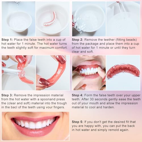 Silicone Reline Denture Set, Professional Denture Silicone Reline Kit, Upper and Lower Veneer, Soft and Comfortable Dentures, Dentures for Women and Men, Renew Your Smile, Rebuild Confidence - Thumbnail 4