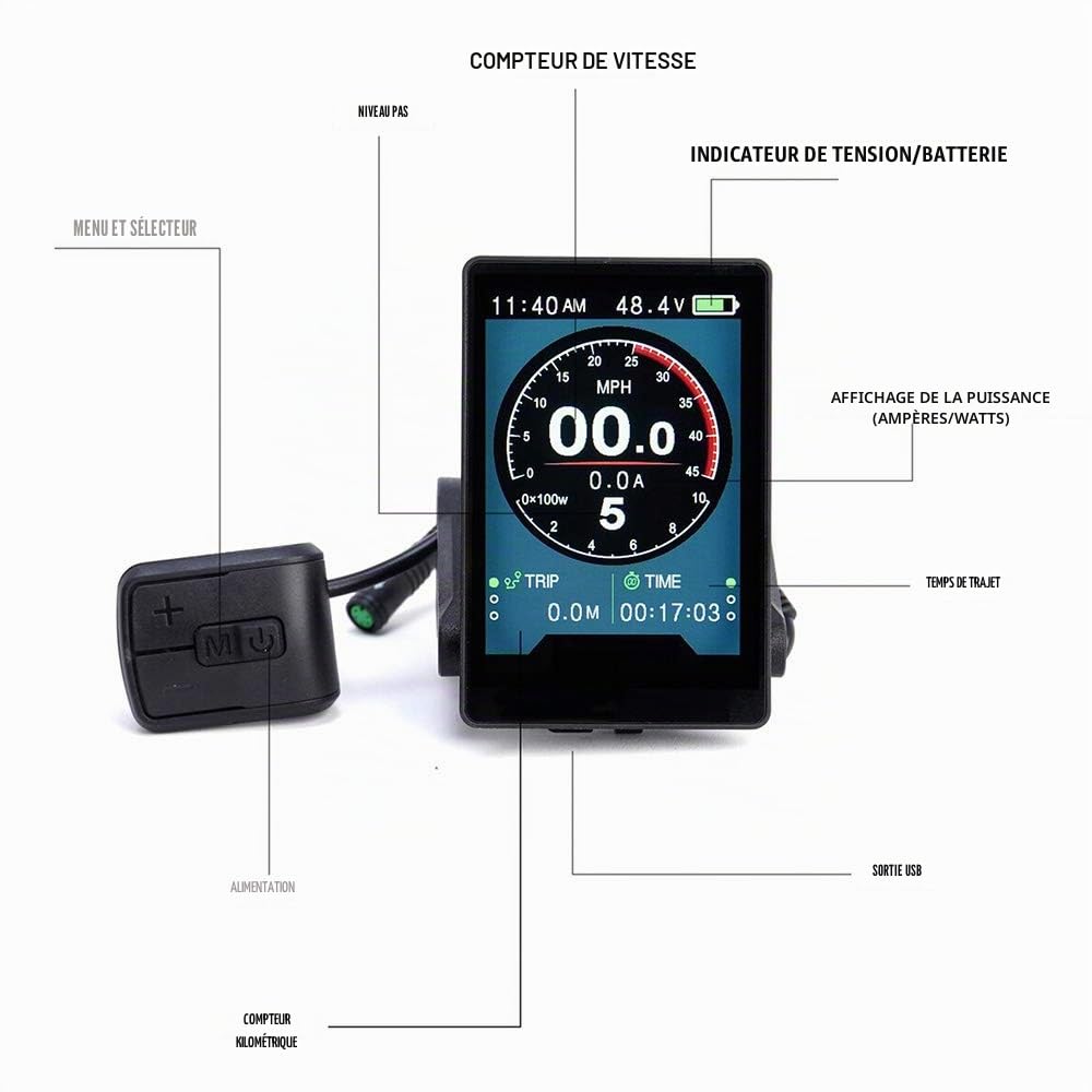 Ebike Écran LCD pour vélo électrique 500C P850C 860C 750C-ble Bafang DPC18 Moteur Moyen BBS01 BBS02 BBSHD