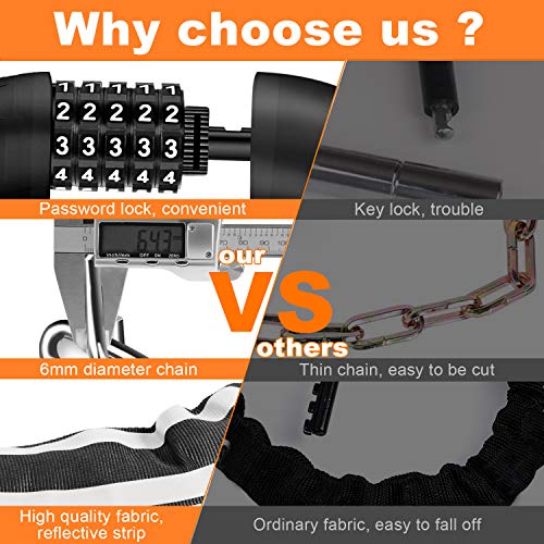 image for FISHOAKY Bike Lock Combination 5 Digit, Heavy Duty Security Anti-Theft