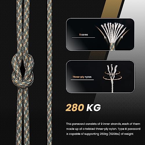 Abma Cord Paracord 620 lbs 4mm 9 Strands 100% Nylon 30M - ACU Digital Camo, Military-acu Digital Camo, 30 Meters - Image 3