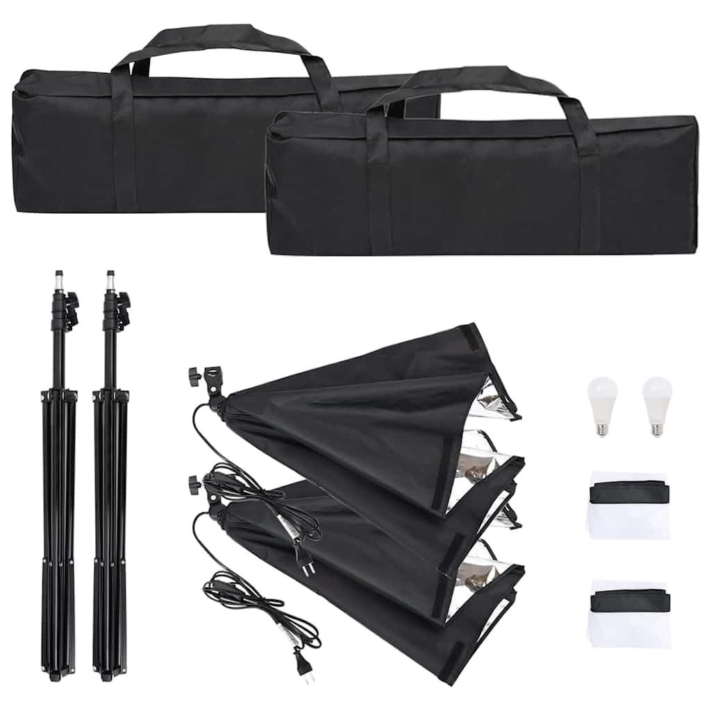Juego de 2 luces de estudio profesionales con 2 softboxes de 40 x 60 cm, luz LED continua de 13 W, regulable con trípodes de 90 a 208 cm, ideal para fotografía, vídeo, retrato, producto e