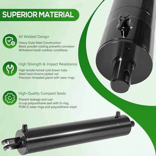 Image of Upgrade 5 inchx24 inch Heavy Duty Hydraulic Cylinders Log Splitter Hydraulic Cylinder Double Acting Universal Hydraulic Cylinder 5 inch Bore 24 inch Stroke 2 inch Rod 3500 PSI