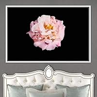 Framed Canvas Wall Art Pink Flower Portrait Bohemian Dark Dramatic Floral Multicolor Petal Photography Portrait - 16x24 inches