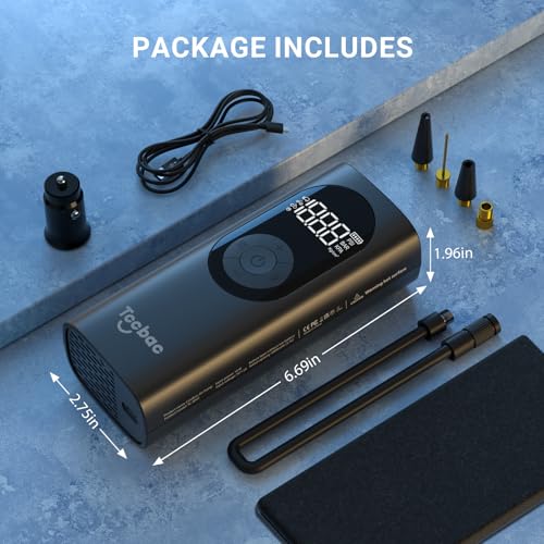 Tccbac CQB-US-01 Tire Inflator Portable Air Compressor For Car,Large Motor 2X Fast, Bike Pumps With 150 Psi High Pressure Gauge And Led Light,Tire Pump Auto Shut-Off Electric Air Pump thumb #4