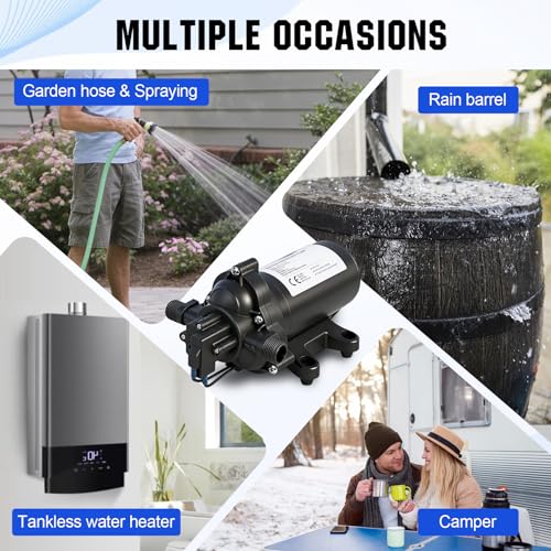 Image of ECO-WORTHY 33-Series Water Pressure Diaphragm Pump Industrial 110V AC 4.0GPM Flow 50PSI Rated Pressure Self Priming RV Fresh Water Pump for Camper Kitchen Bathroom Marine Yacht Caravan