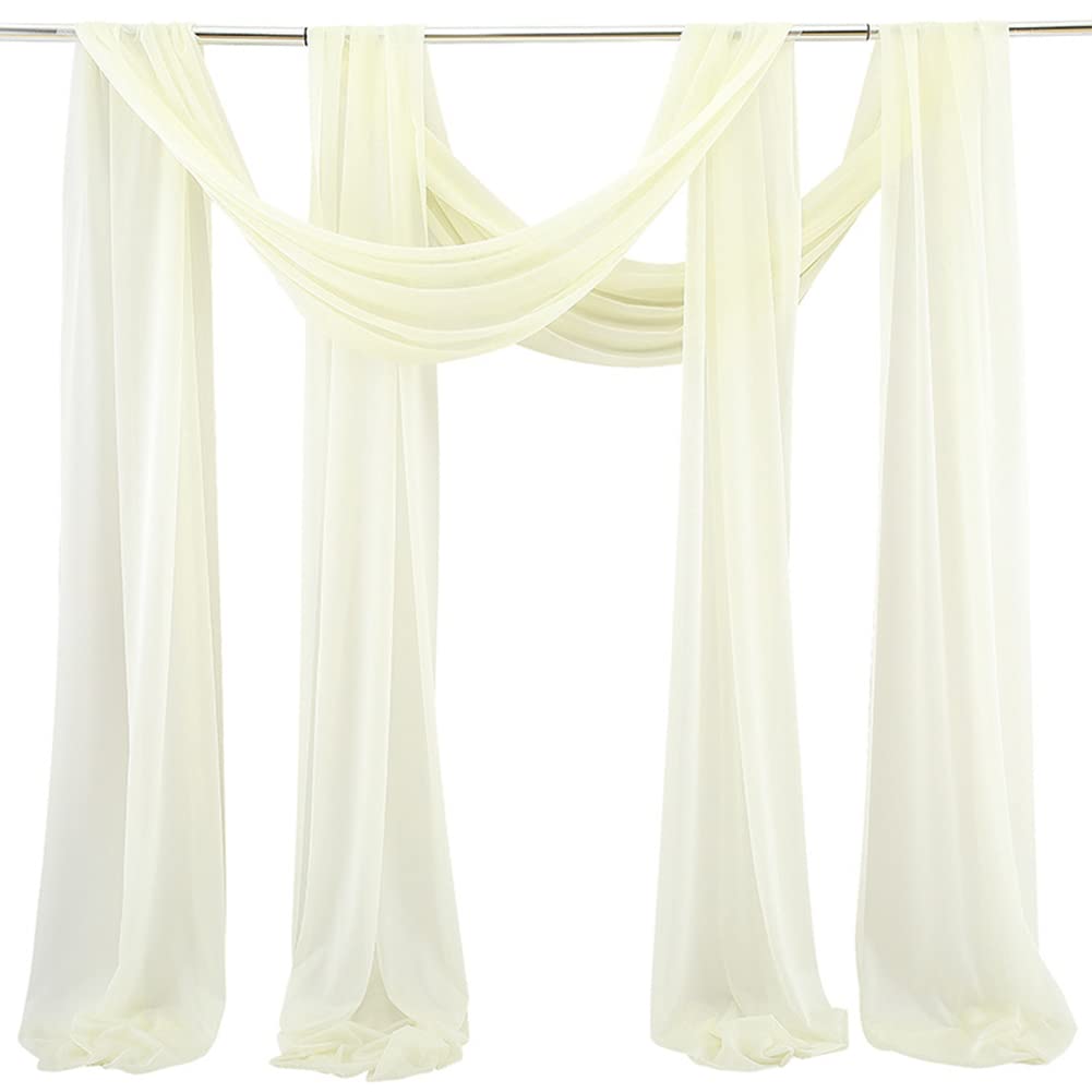 2 Panels Chiffon Fabric Drapery Wedding Arch Drapes Wedding Arch Decorations Wedding Arch Draping Fabric Sheer Background Curtains for Party Ceremony Stage Reception Canopy Bed Decor Style O 75x600 cm