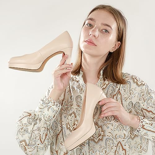 Ankis Women's Pumps - Womens Comfy Close Toe Heels - 3.15in Black Dress Shoes for Women - Comfortable Work Heels for Women - Black Heels, Nude Heels, White Heels,Gold Heels, Silver Heels for Women4