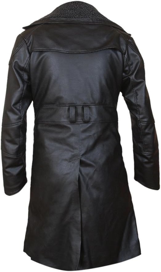 Ryan Gosling Blade Officer K Runner 2049 Jacket | Fur Collar Black Leather Trench Coat3