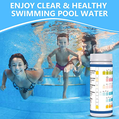 Pool Test Strips, 125Ct 6 In 1 Pool And Spa Test Strips For Hot Tub, Swimming Pools - Easy To Test Ph, Free Chlorine,Total Chlorine Alkalinity, Hardness, Cyanuric Acid Testing Kit #TOP5