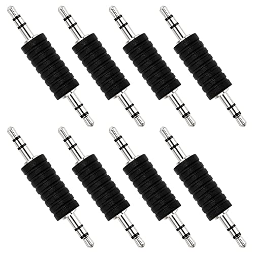 KUOQIY 8 PCS 3.5mm Male to Male Audio Adapter, 3.5mm 3-Pole TRS Male to Male Stereo Headphone Plug Coupler Connector, Plastic