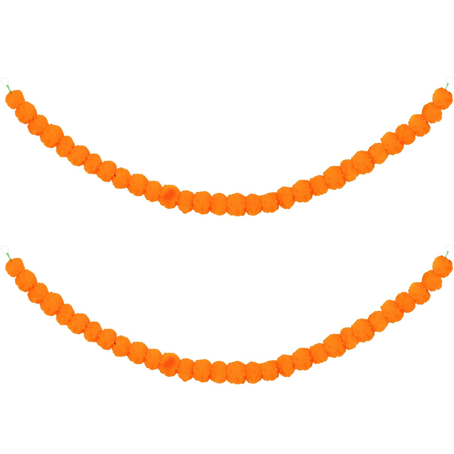 CKCSHI 2pcs Artificial Marigold Flower Garland, Diwali Decorations for House, Marigold Garland Decorations, 5ft Artificial Marigold Flower for Parties, Weddings, Home Decoration, Diwali (Orange)