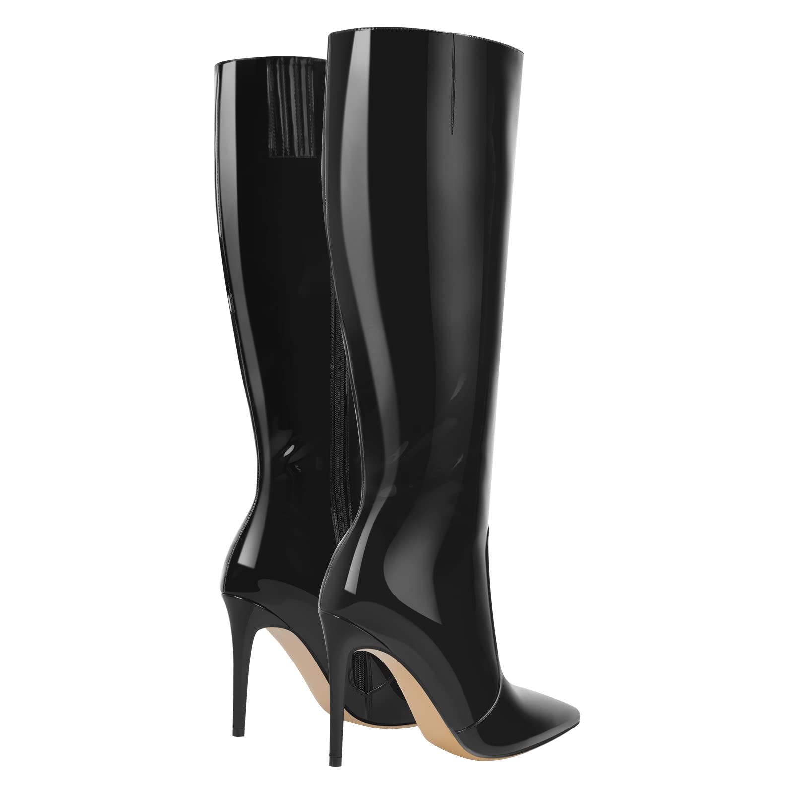 Only maker Stivali classici da donna in pizzo stivali a spillo, Pintura Nero, 39 EU