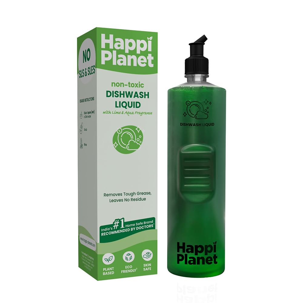 Happi Planet | Organic Dishwash Liquid Gel Refill Pack | 1L | Herbal, Natural, Plant Based, Biodegradable, Non Toxic, Eco-Friendly | Removes Tough Grease, Leaves No Residue, Baby & Pet Safe