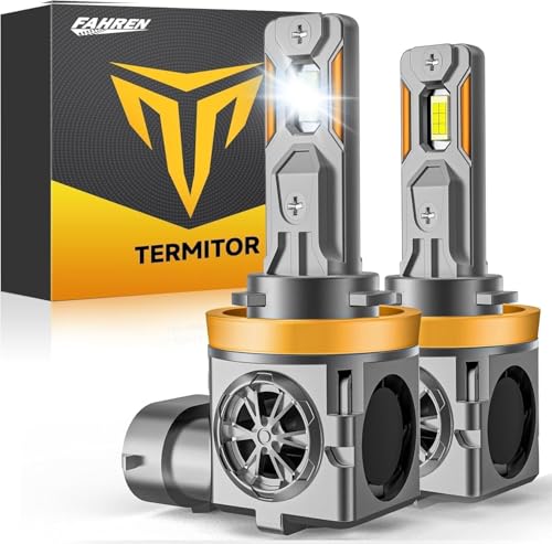 Termitor H11/H9 LED Bulbs, 60,000LM 10X Brightner, 1:1 Halogen Size, 6500K Cool White, Canbus Ready, Plug and Play H11 Driving Lights, Plug and Play, 85000+ Hours Long Service Life, Pack of 2