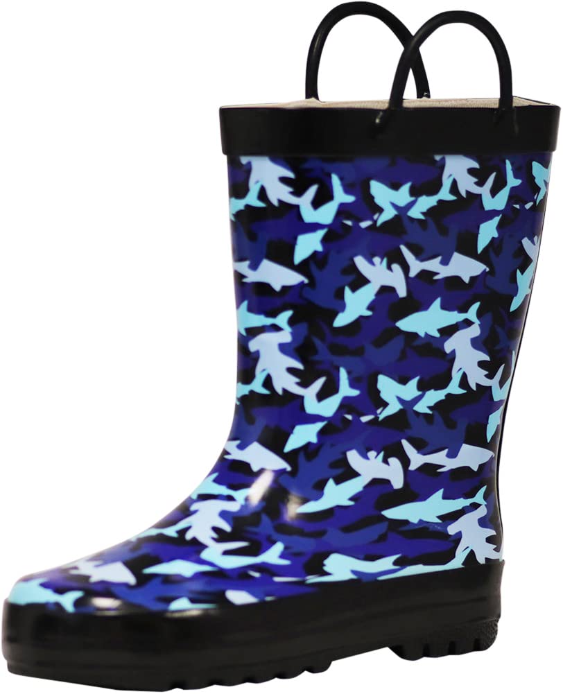 NORTY Rubber Rain Boots for Kids - Waterproof Rubber Boots Boys and Girls Solid & Printed Rainboots for Toddlers and Kids