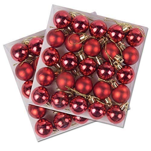Paquete de 50 bolas de Navidad en miniatura, brillantes y mate, color rojo Cover