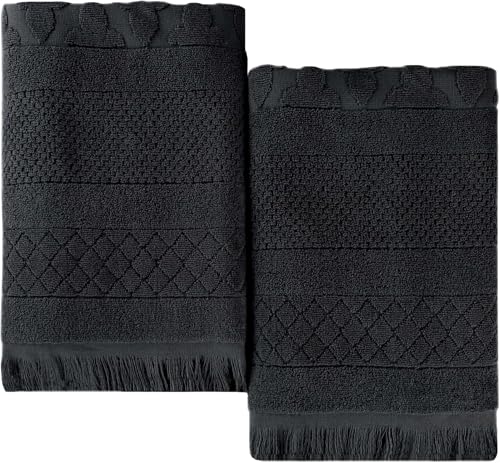 SUPERIOR Cotton Bath Sheet Set, Oversized Large Absorbent Body Towels, Luxury Soft Quick Drying, Shower, Spa, Hotel, Pool, Guest Bathroom, Home Essentials, Set of 2, Rolla Collection, Black