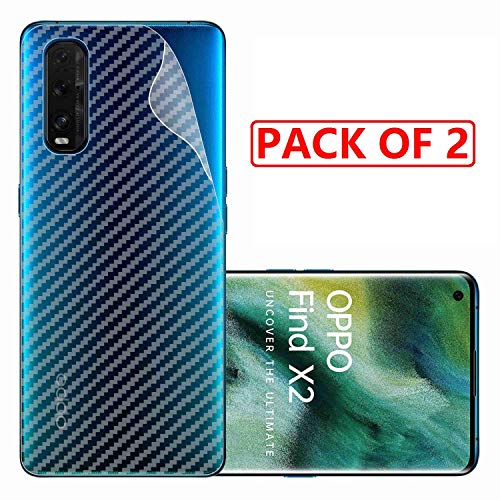 Image of Compatible with (Pack of 2) Oppo Find X2 Back Screen Protective Film Carbon Fiber Skin Transparent Screen Guard Sticker