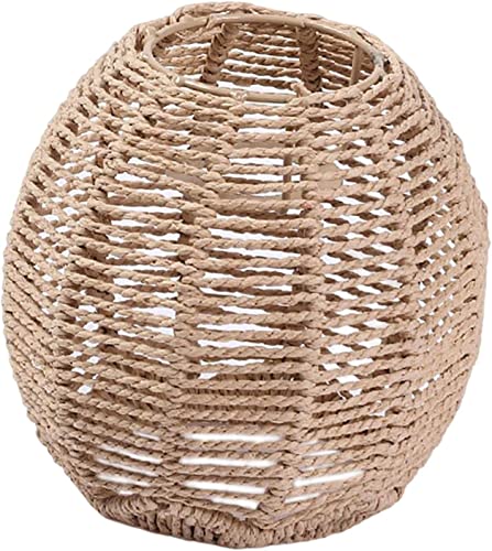 Vintage Boho Rattan Lampenschirm H&auml;ngelampe Stehlampe - Geflochtener Laterne DIY Lampe Zubeh&ouml;r Schatten Pendelleuchtenschirm f&uuml;r H&auml;ngeleuchten Pendelleuchten Wandleuchte Deckleuchte Tischlampe
