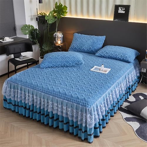 Drap-Housse en Velours Premium à Jupe de Lit Matelassée Soft - 3