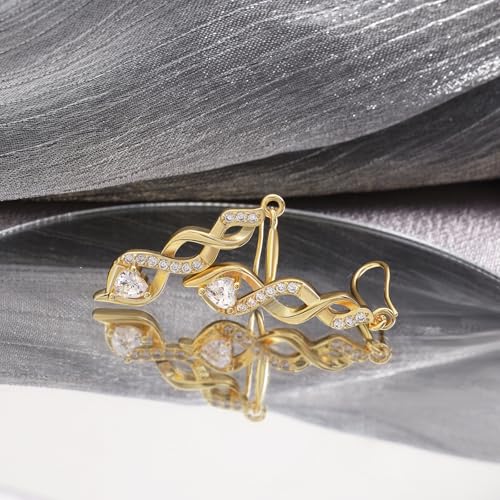 Sterling Silver Gold Drop Dangle Earrings for Women - Infinity Earrings Hypoallergenic Heart Shaped Cubic Zirconia Dangling Earrings Fashion Dainty Long Earrings Gift for Birthday Valentine's Day4