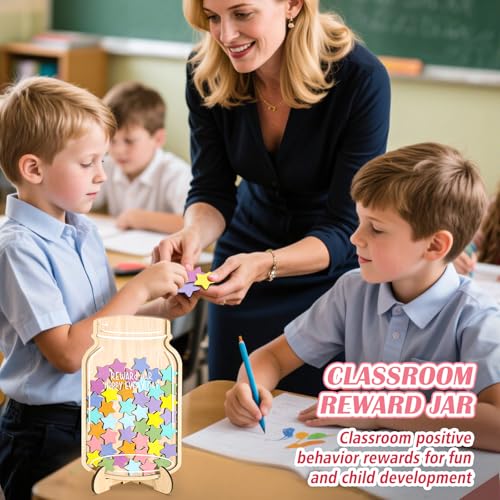 Magnetic Reward Jar, Star Jar Reward System for Kids, Behavior Management Classroom Board Tools, Reward Chart for Kids Students at Home Classroom
