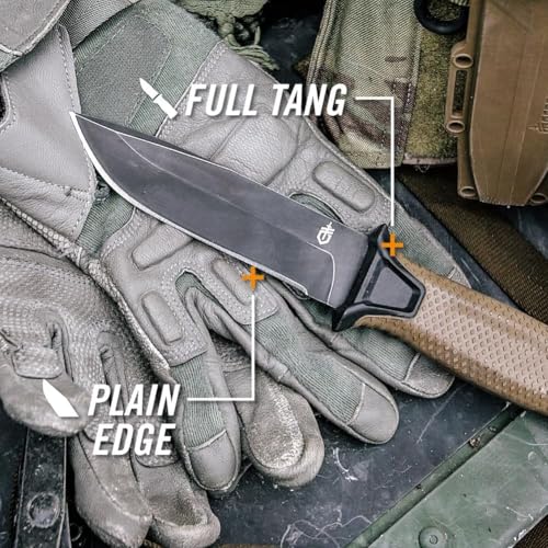 Image of Gerber Gear StrongArm Fixed Blade Knife - Tactical Survival Knife for Camping & Hunting - Made in USA - Plain Edge - Black