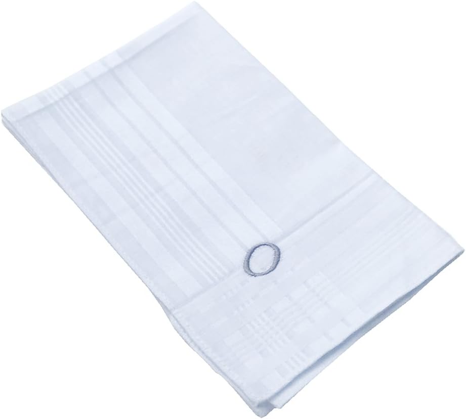 OWM Handkerchief Pack of 3 Cotton Embroidered Initial Monogram Handkerchief Men