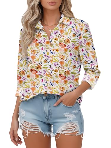 Image of Soft Wrinkle-Free Button Down Stretch Shirts for Women, Breathable Moisture-Wicking Casual Work Dress Tops