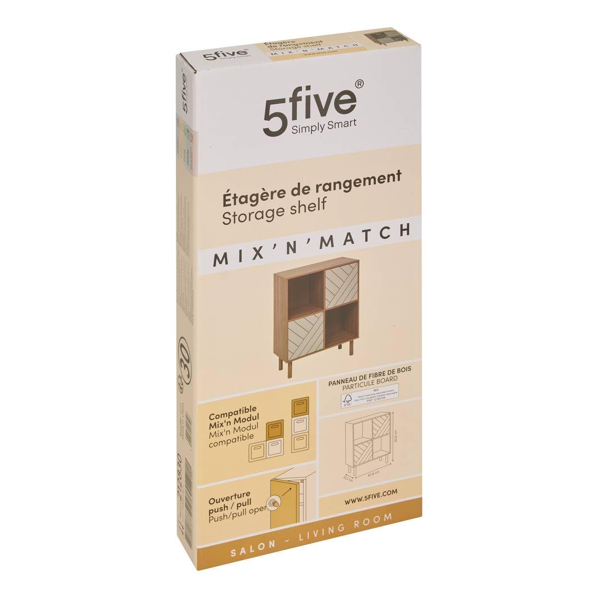 5 five simply smart 5five - etagère 4 Cases mix'n'Match Bois et Motif rayé