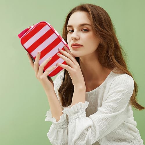 EMBRUNIOICE Stripe Canvas Makeup Bag