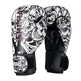 Luva de Boxe Muay Thai Fheras Top Caveira (12oz, Branco)
