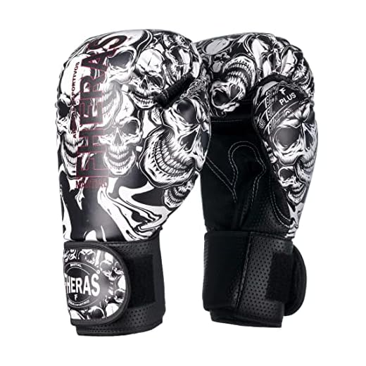 Luva de Boxe Muay Thai Fheras Top Caveira (12oz, Branco)