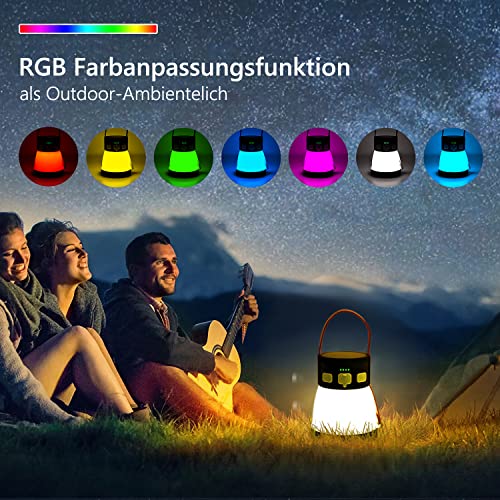 oGoDeal LED Campinglampe Solar mit Taschenlampe, Multifunktion RGB Nachtlicht Aufladbar Outdoor Lampe, Ultra Hell 1500… - Image 6