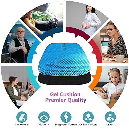 Masteymoh Gel Seat Cushion For Long Sitting, Gel Cushions For Pressure Sores Relief, Double Thick Gel Cushion For Sitting, Seat Cushions For Office Chairs With Breathable Nonslip Cover #TOP4