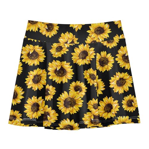 Girls Athletic Skirt 3-12 Years High Waist Tennis Skirts Sunflower for Kids Golf Running Dance Skort2
