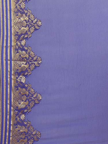 Image of AKHILAM Women's Chiffon Saree with Unstitched Blouse Piece(6BAHRN67)