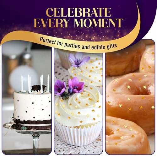 Image of Goldz Edible Star Glitter - Metallic Edible Stars for Cake Decorating, Cake Decorations, Gold Star Sprinkles for, Gold Flakes - Dessert Toppers for Cakes, Cupcakes, Flakes and Cookies, 5grams