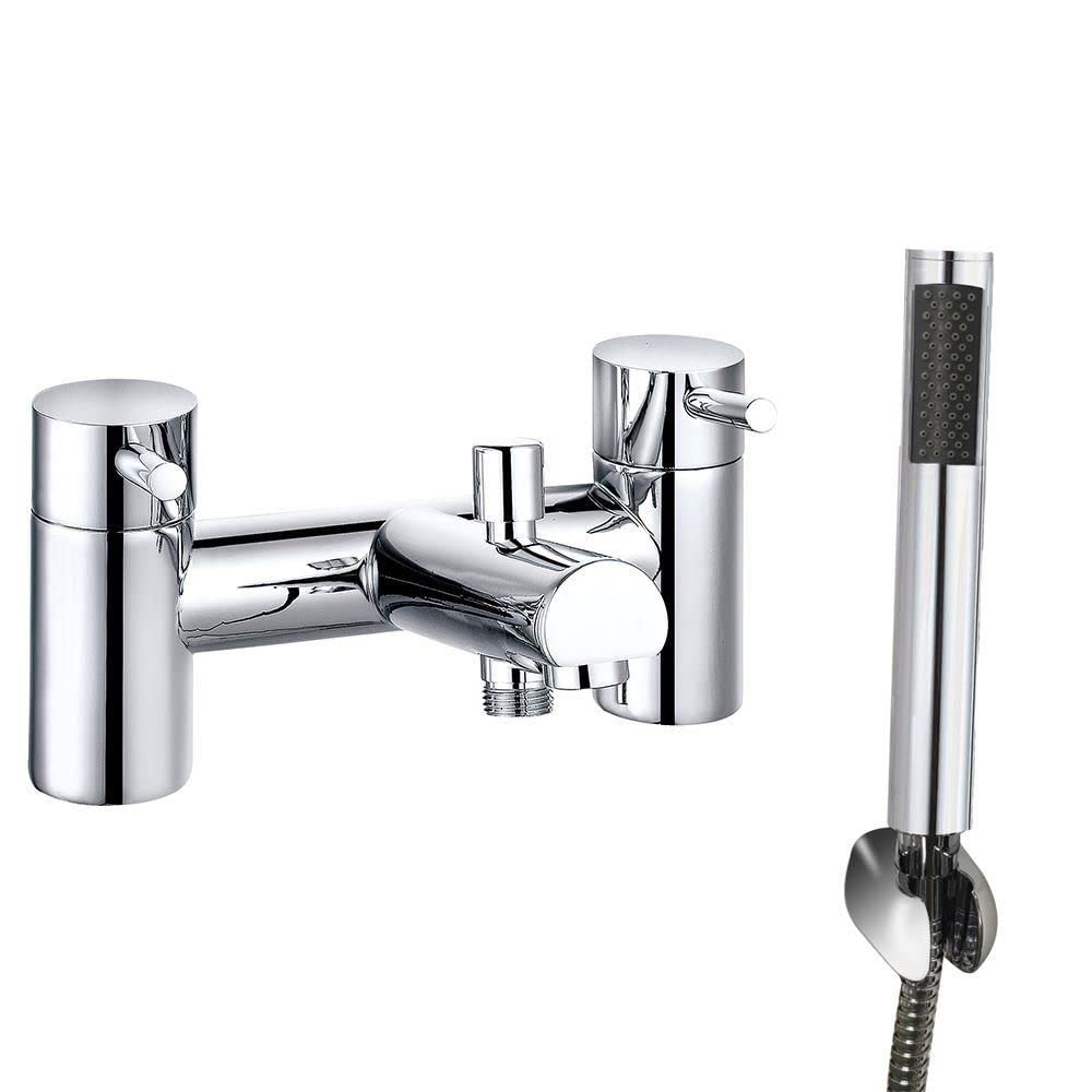 Aquariss Modern Monobloc Bath Shower Mixer Tap Bathroom Tub Filler Brass Faucet Chrome Solid Brass with Handheld Shower Head