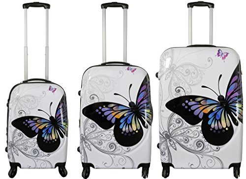 PMro-Trading Euro-Trading Santorin Suit Case 3 Pieces. Size - Set. Color- Multicolour Koffer. 77 cm. 98 liters. Mehrfarbig (Multicolour)