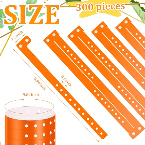 Image of Henoyso 300 Pcs Orange Plastic Wristbands for Events Vinyl Waterproof Pool Wristbands Neon Color Plastic Bracelet for Party Events Arm Band Identification for Concerts Carnivals