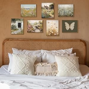 Gardenia art framed butterfly wildflower wall art retro countryside daisy wall picture rustic botanical floral landscape canvas painting for farmhouse bedroom living room aesthetic room decor 8x10inch  urban country home decor