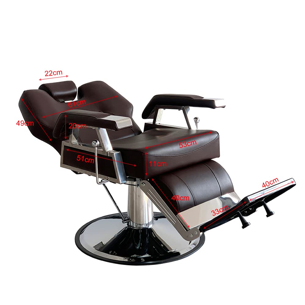 Friseurstuhl Modern Verchromt Braun Hydraulisch Neigbar 360° Salon 110x70x100-113 cm